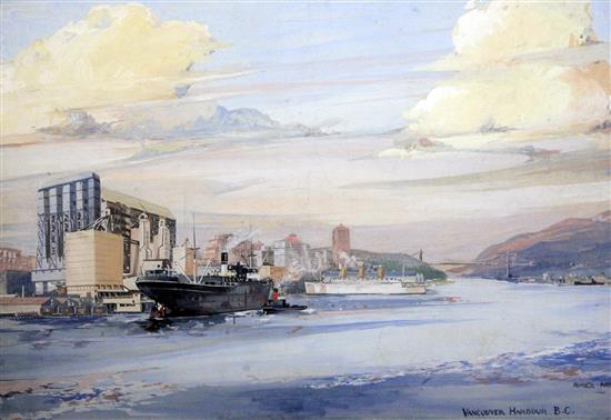 Kenneth Aldridge Vancouver Harbour BC, 13.5 x 20.5in.
